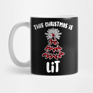 This Christmas is Lit Buffalo Plaid Holiday Pun Mug